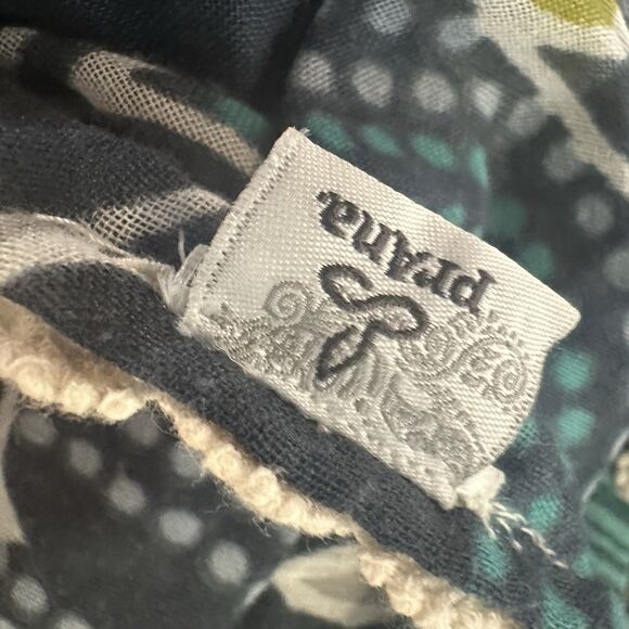 Prana Flora Scarf Wrap Blue Lace Edge 18 X 77 Geometric Boho - Picture 3 of 5